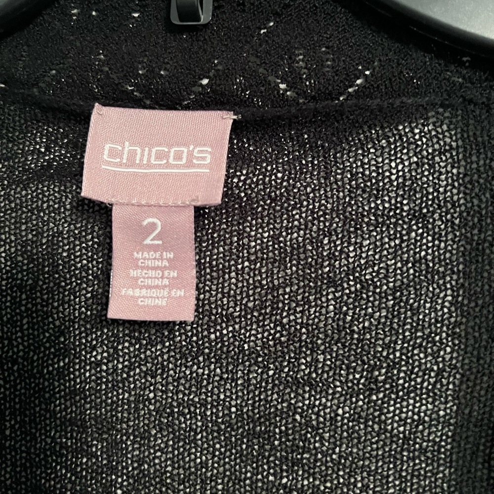 CHICOS SIZE 2 lightweight black bolero.